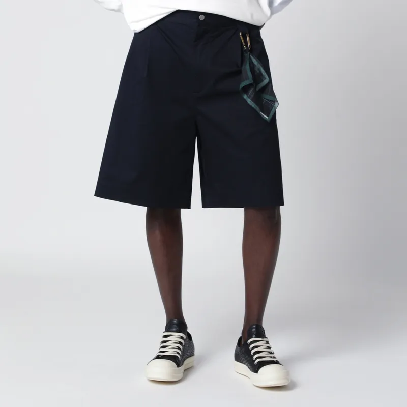 Denis Navy Blue Cotton Bermuda Shorts - Darkpark
