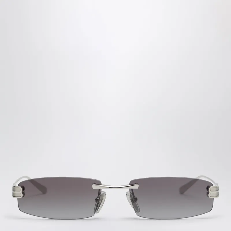 Gossip Rectangular Silver/Gradient Grey Sunglasses - Balenciaga