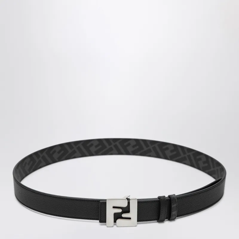 Reversible Squared Ff Belt In Black Leather - Fendi