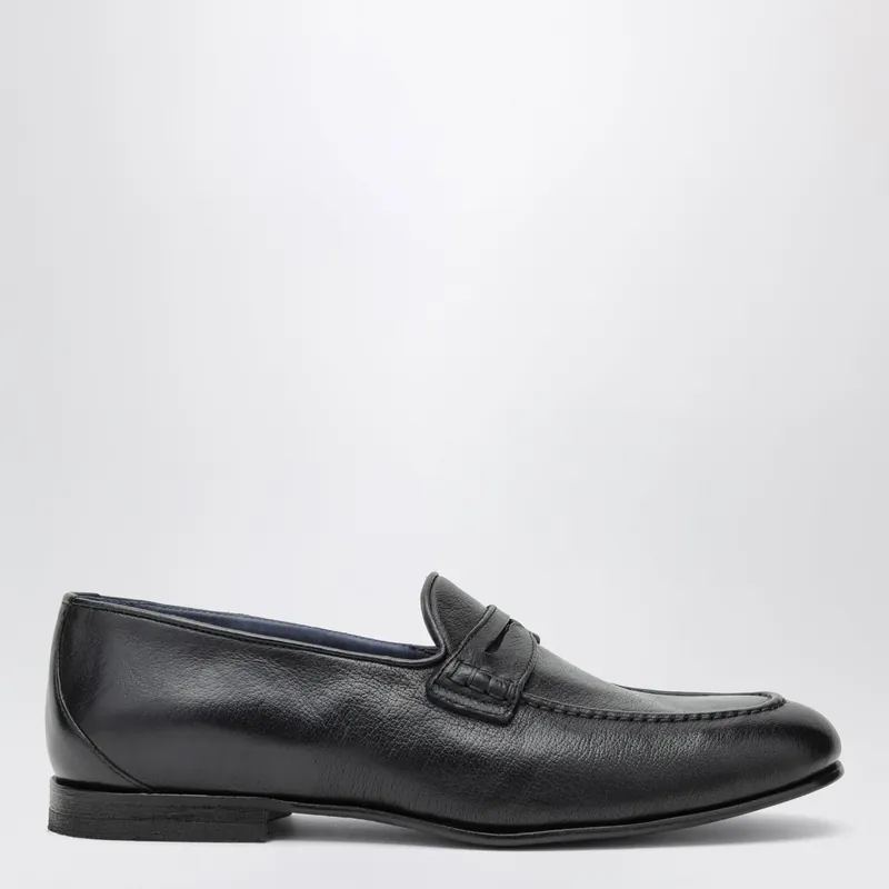 Savio Navy Blue Leather Loafers - Sturlini