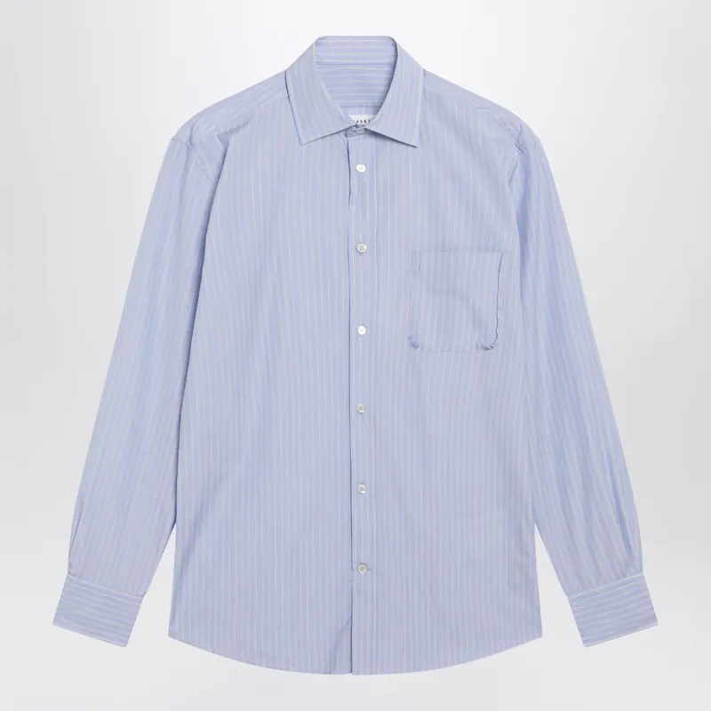 Striped Shirt In Light Blue Cotton - Maison Margiela