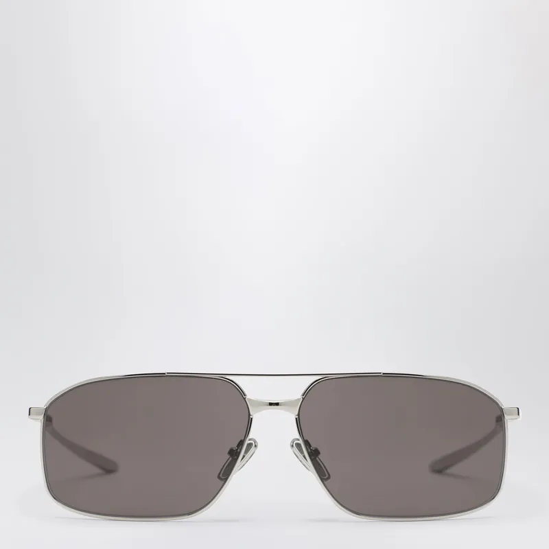 Rectangular Silver/Black Sunglasses - Balenciaga