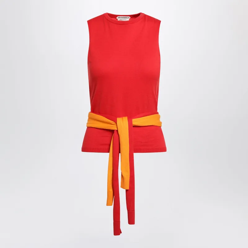 Red Tank Top With Waist Ties - JW Anderson