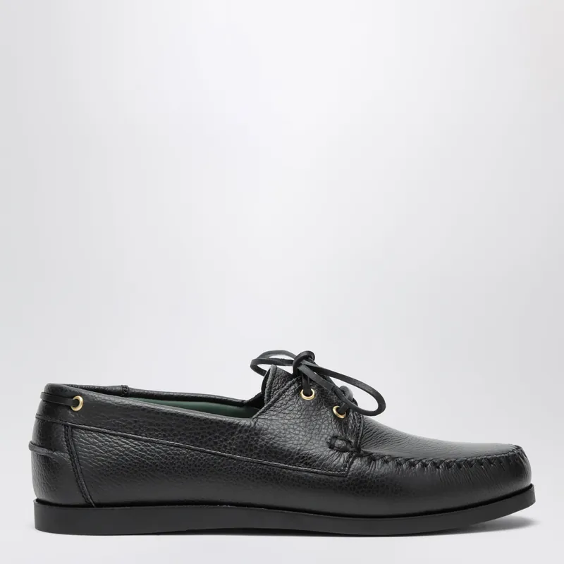 Black Boat Shoe In Leather - Vinny'S