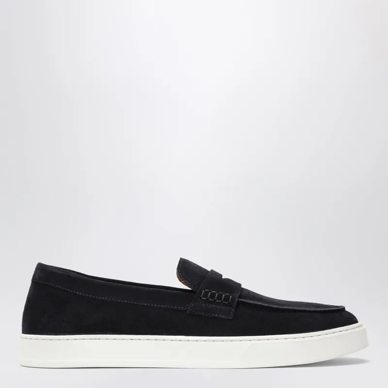 Blue Suede Penny Loafers - Doucal's