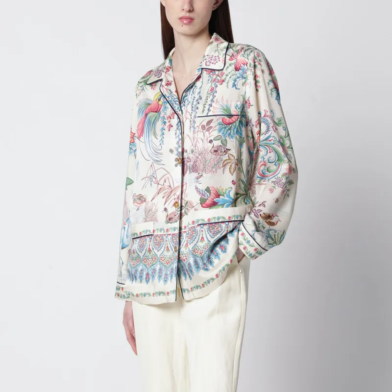 Floral Print Shirt In Fluid Twill - Etro