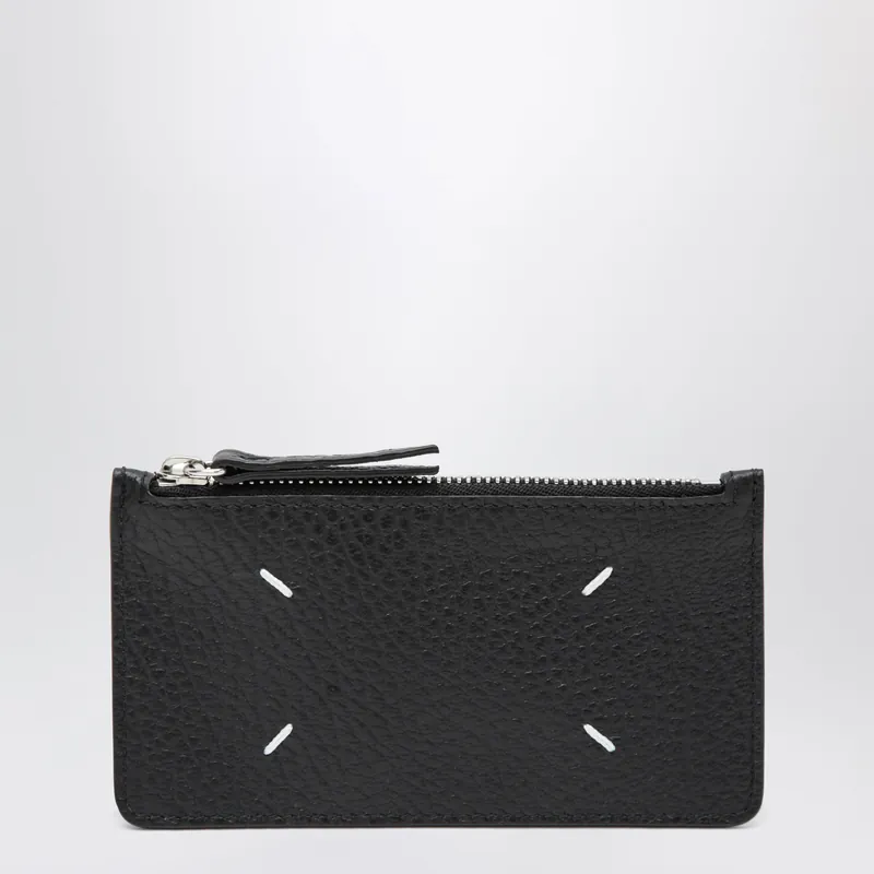 Black Four Stitches Zip Cardholder - Maison Margiela