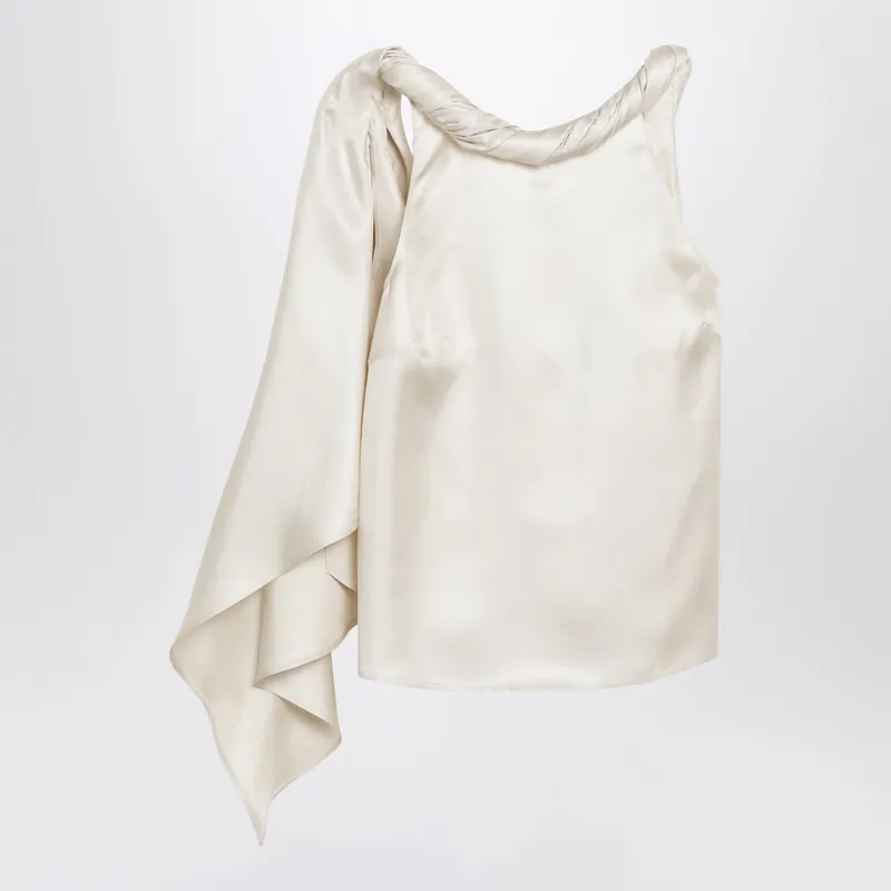 Wilma Silk Twill Top With A Twisted Collar And Scarf Detail - Loulou De Saison