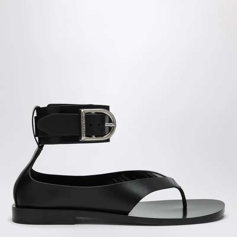 Black Sandals With Ankle Strap Closure - Durazzi Milano