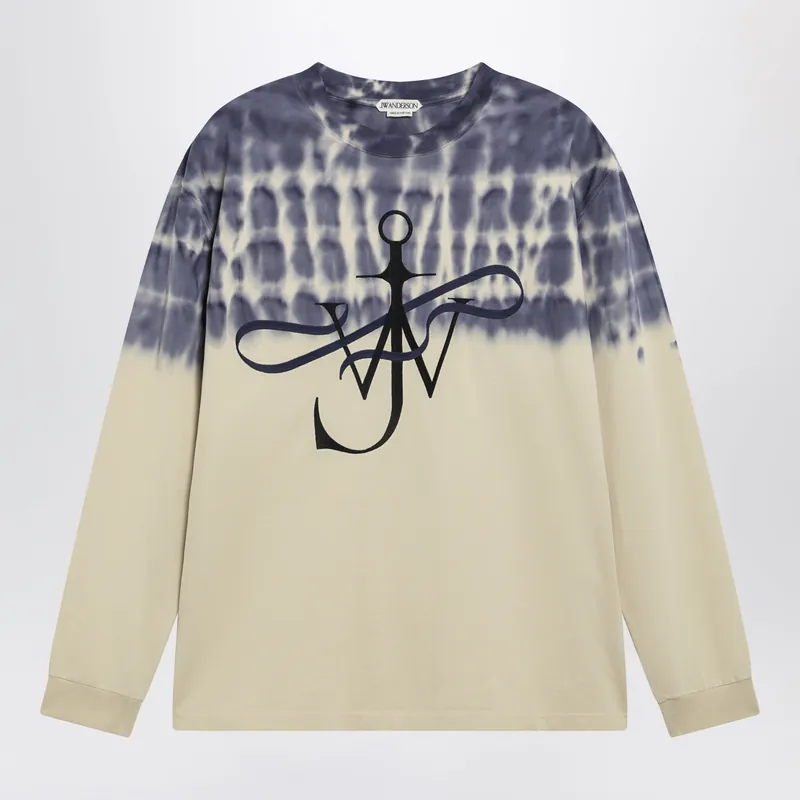 Écru/Navy Logo Print Sweatshirt - JW Anderson
