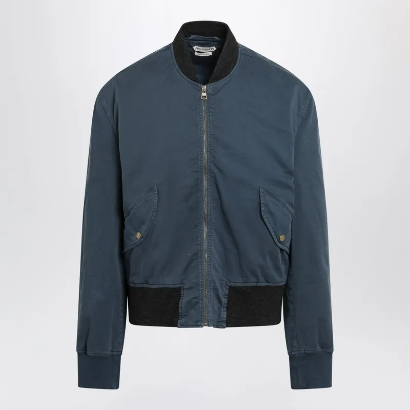 Navy Blue Cotton Jacket With Vintage Finish - JW Anderson
