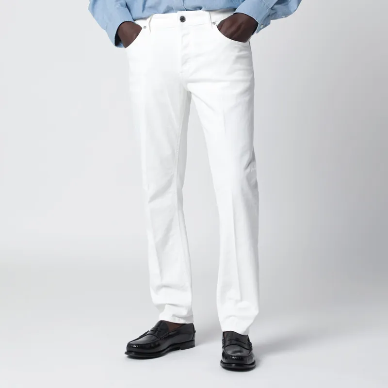 White Reggae Tapered Trousers - Pt Torino Denim