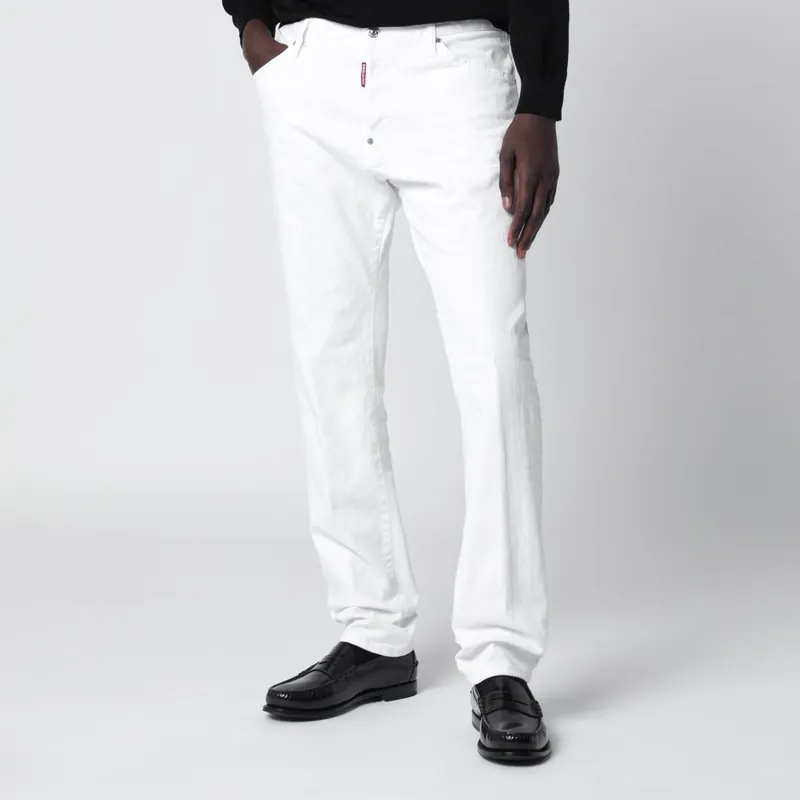 Teddy Jeans In White Stretch Cotton Denim - Dsquared2