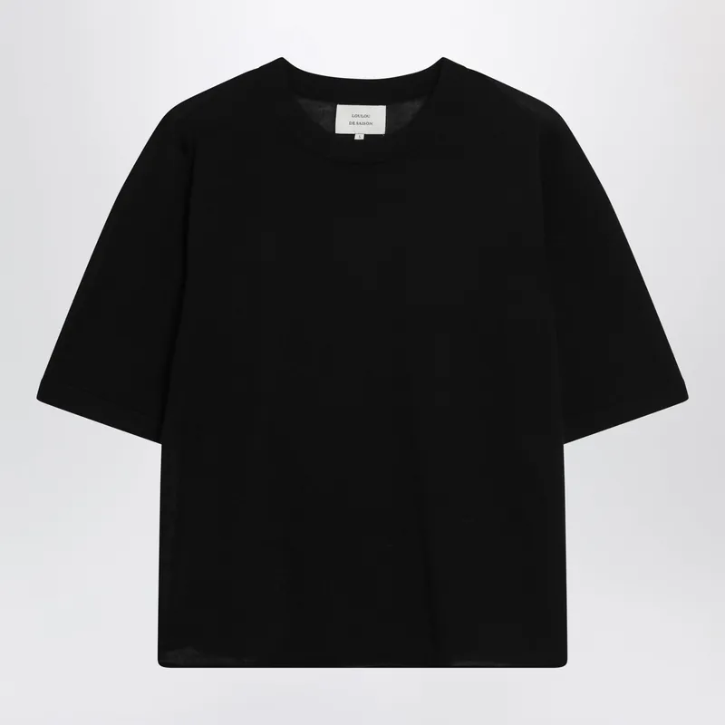 Black Nala Fluid Cashmere Top - Loulou De Saison