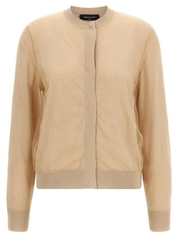 Tulle Cardigan Sweaters And Cardigans Brown - Fabiana Filippi