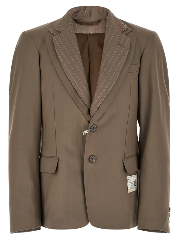 Double Layer Lapel Jacket Blazer Beige - Maison Mihara Yasuhiro