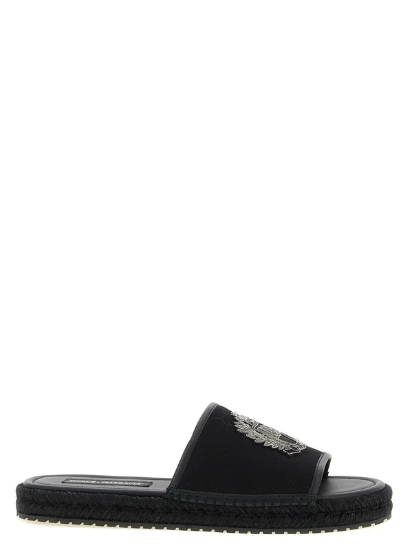 Cross-Stitch Espadrilles Sandals Black