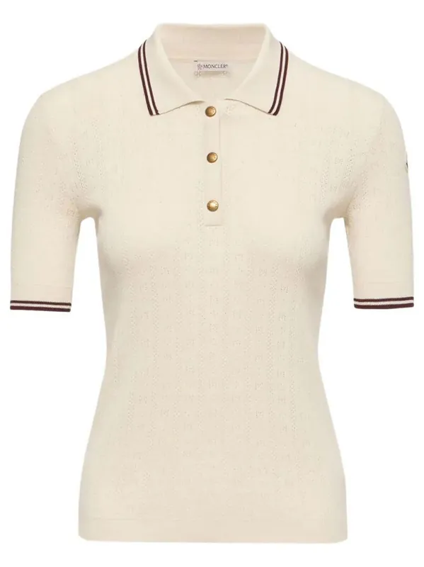 Rhombus And Logo Pattern Cotton Polo Shirt - Moncler