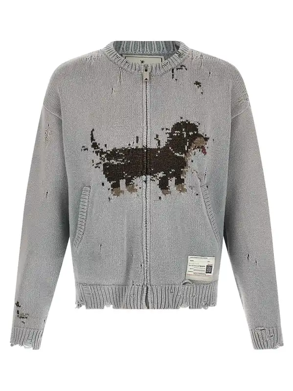 Dog Jacquard Knit Sweaters And Cardigans Gray - Maison Mihara Yasuhiro