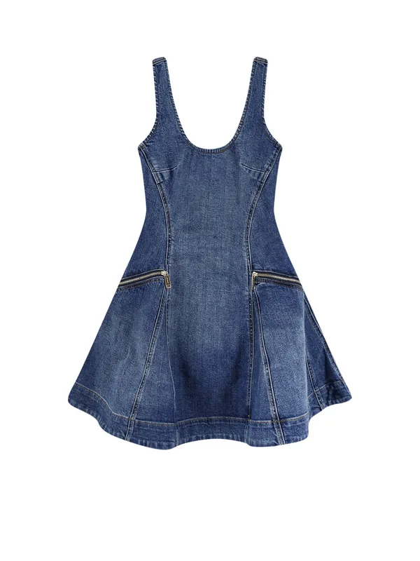 Flared Denim Mini Dress - Self-Portrait