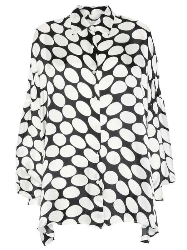 Casia Viscose Shirt With Large Polka Dot-Motif