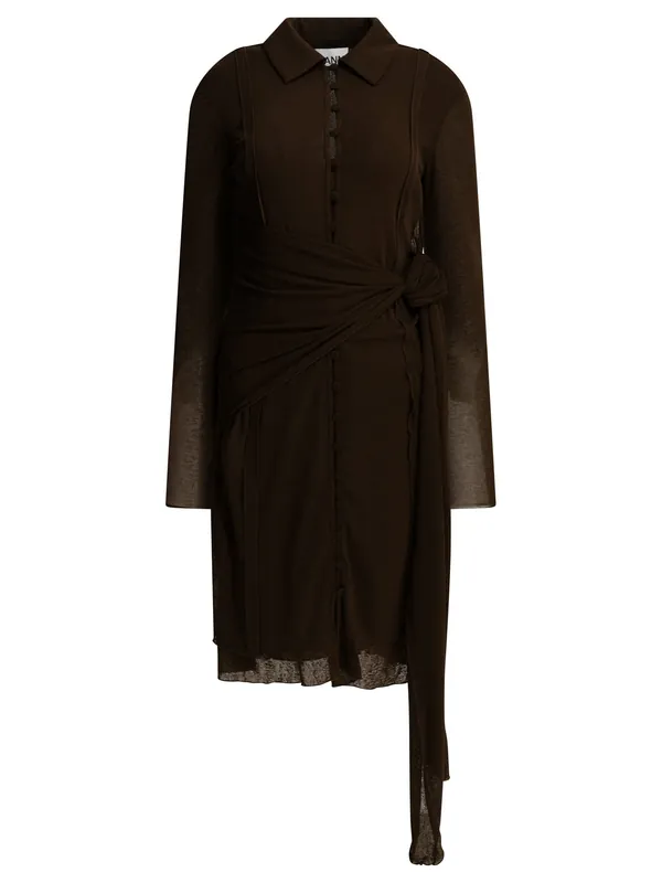 Short Chemise Dress Dresses Brown - Ganni