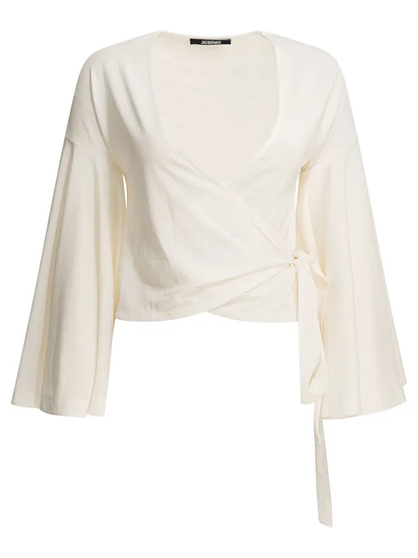 Casual Wrap-Around Top Tops White