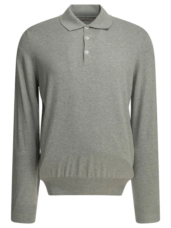 Polo Shirt With Buttons Polo Shirts Grey - Brunello Cucinelli