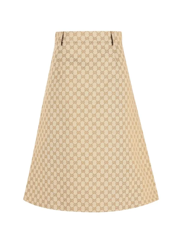 Gg Cotton Midi Skirt - Gucci