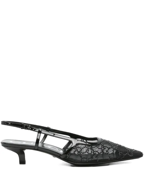 Crystal Embellished Slingback Pumps - Gucci