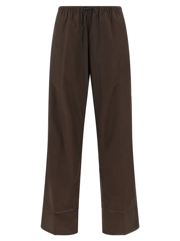 Leather Insert Pants Brown - Yves Salomon