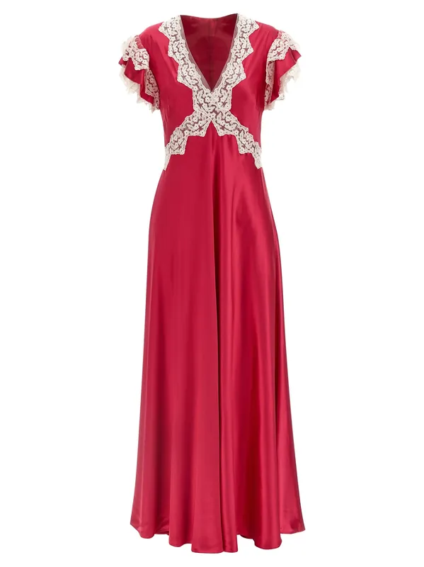 Satin And Lace Dress Dresses Fuchsia - Alberta Ferretti
