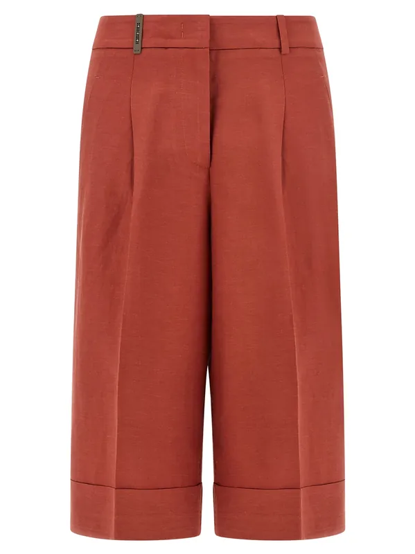 Linen Viscose Bermuda Shorts Bermuda And Short Red - Peserico