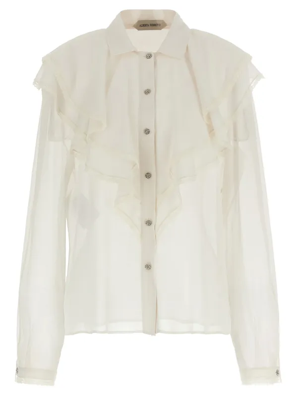 Silk Shirt Shirt And Blouse Beige - Alberta Ferretti