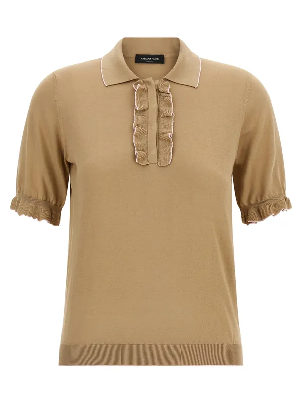 Cotton Silk Shirt Polo Beige - Fabiana Filippi