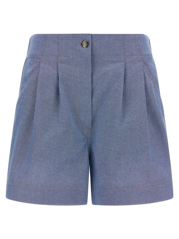 Chambray Cotton Shorts Bermuda And Short Light Blue - Moncler Grenoble