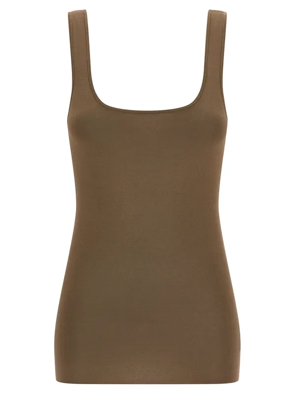 Square Neckline Top Tops Brown - Entire Studios
