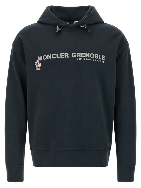 Logo Hoodie Sweatshirt Blue - Moncler Grenoble