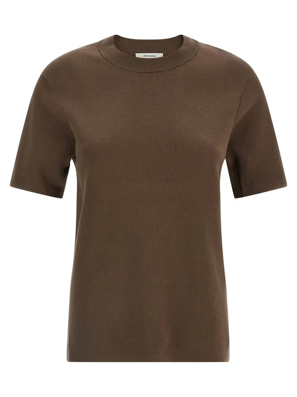Mercerized Cotton T-Shirt Brown