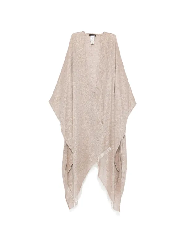 Fringed Linen Poncho - Fabiana Filippi