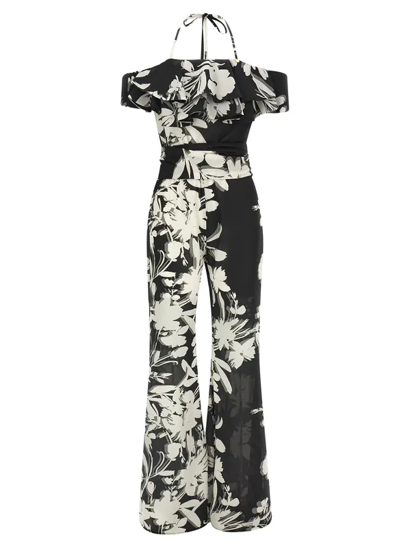 Georgette Jumpsuit Jewelry White/Black - Catalina