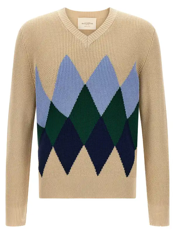 Argyle Pattern Sweater Sweaters And Cardigans Beige - Ballantyne