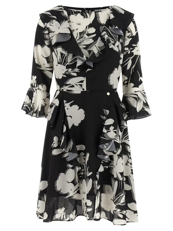 Georgette Dress Dresses White/Black - Catalina