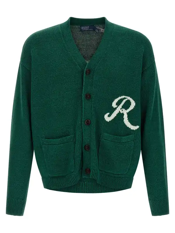 Intarsia Logo Cardigan Sweaters And Cardigans Green - Polo Ralph Lauren