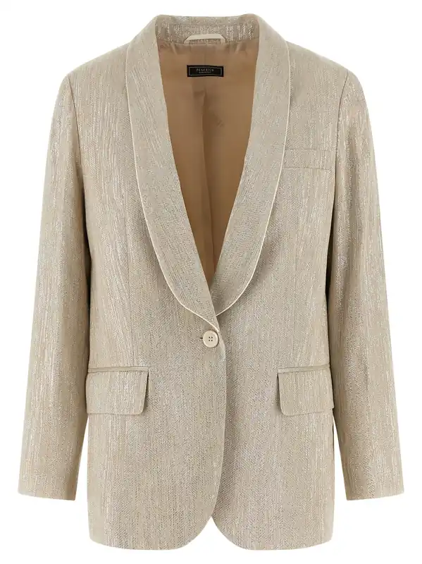 Lamé Thread Blazer Blazers Beige - Peserico