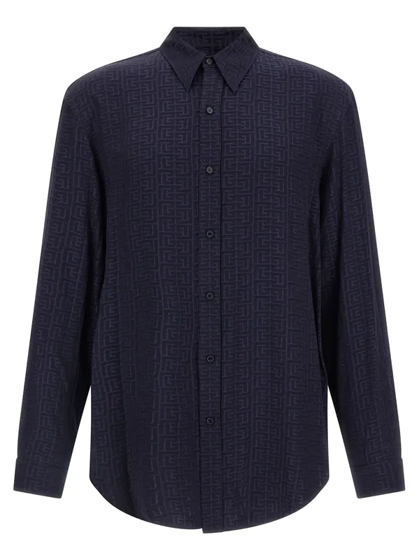 Jacquard Monogram Shirt Shirt And Blouse Blue - Balmain