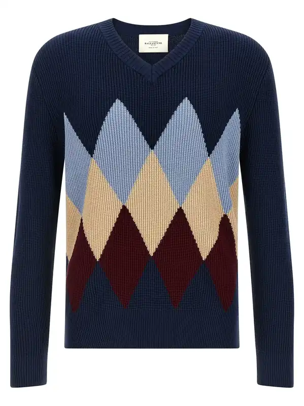 Argyle Pattern Sweater Sweaters And Cardigans Blue - Ballantyne