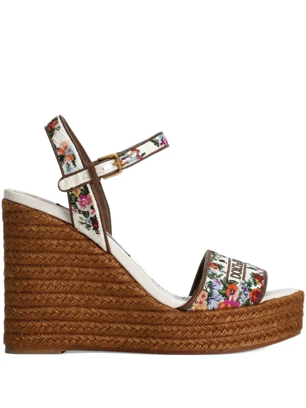 Embroidered Wedge Sandals - Dolce & Gabbana