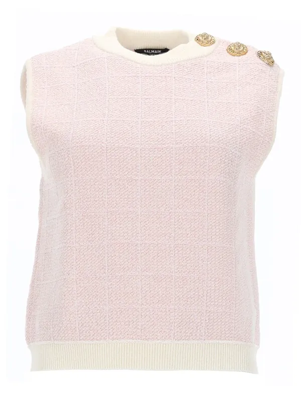 Sleeveless Top With Jewel Buttons - Balmain