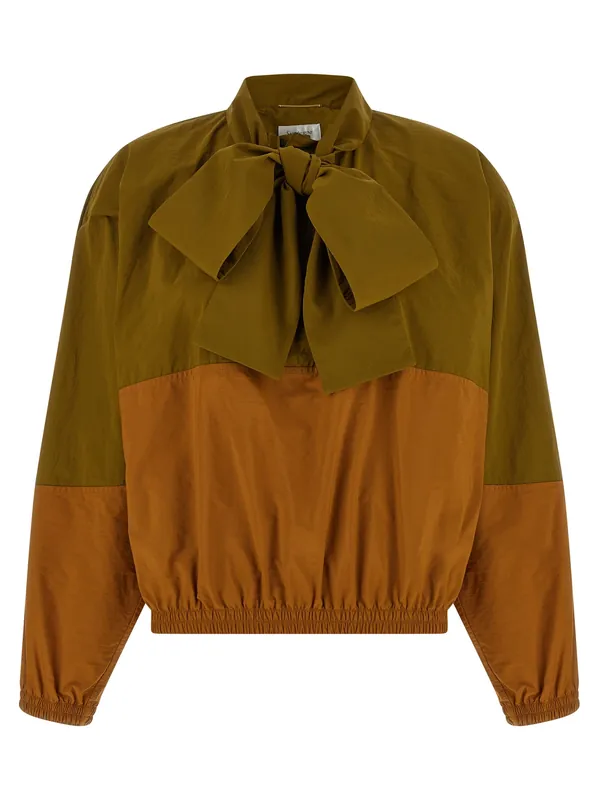 Color-Block Anorak Puffer Jackets Green